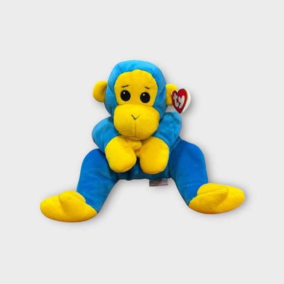 Ty Beanie Babies Buddy Pillow Pal 1998 “SWINGER” Blue & Yellow Monkey - 14” RARE - Picture 1 of 6